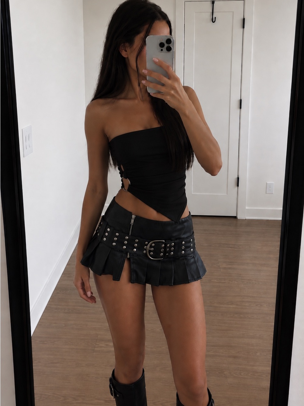 Deadstock The Kript Studded Faux Leather Micro Mini Skirt